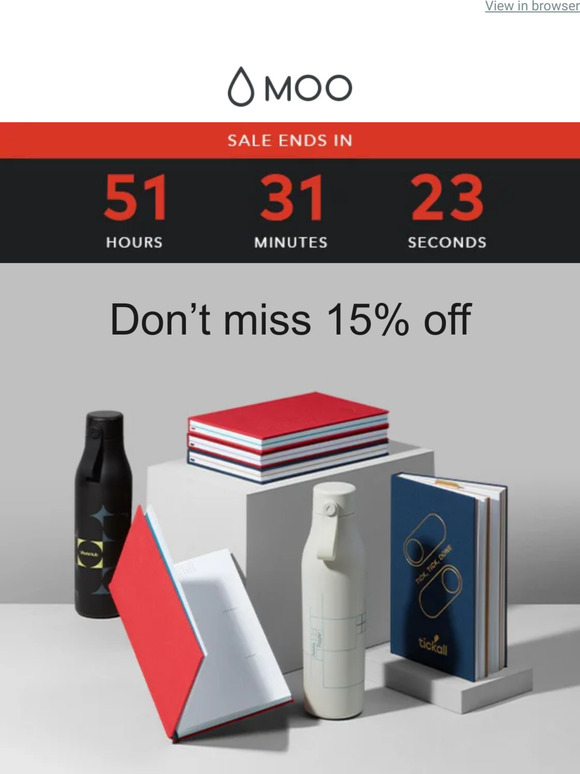 ⚠️ Still time to get 15% off custom branded products - but be quick!