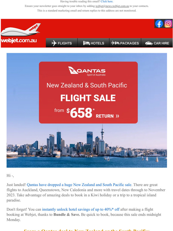 WebJet.com AU: Qantas flight sale! $658 return to Auckland | Milled