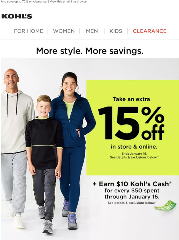 Kohl's Don't miss our 3Day Deals (and Kohl's Cash) ⏳ Plus, take 15