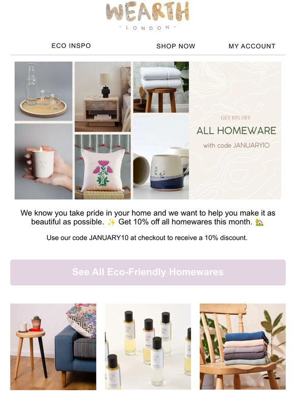 10% off all furnishings and accessories for your home🏡