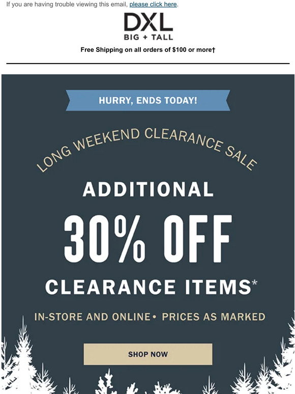 DXL LAST DAY! Additional 30 Off Clearance! Milled