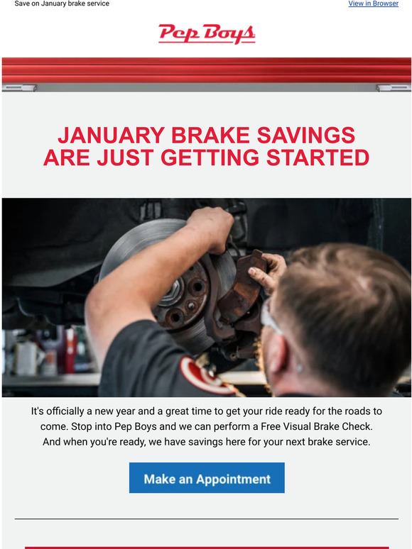 Pep Boys SAVE 40 on your next brake service Milled