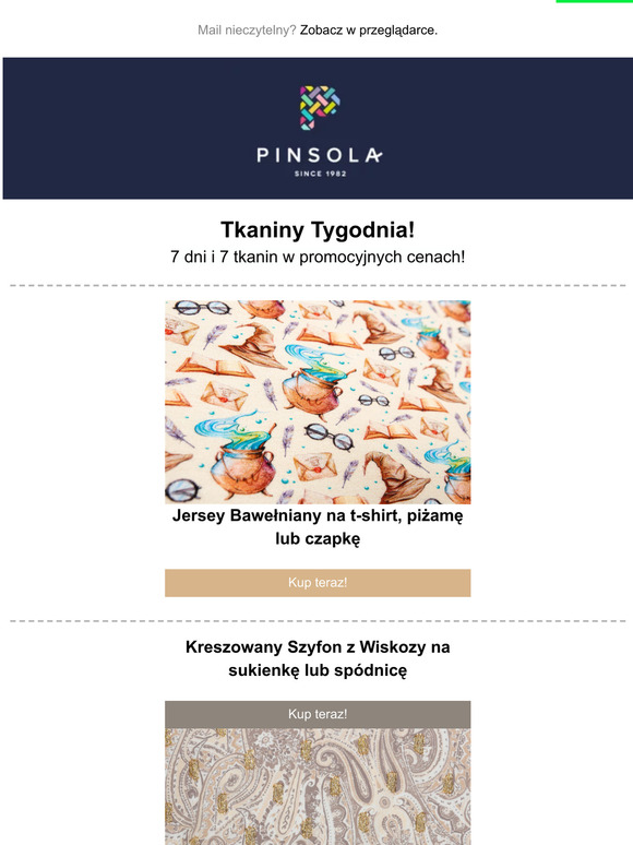 Tkaniny Tygodnia w Pinsoli