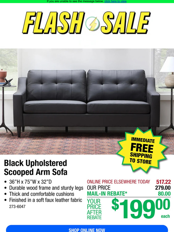Menards FLASH SALE Black Upholstered Sofa ONLY 199! Milled