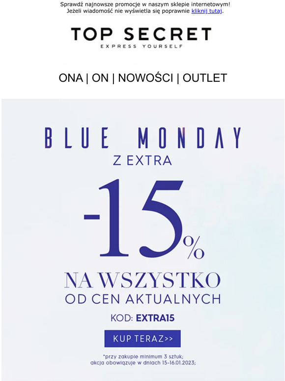 💙 Blue Monday! Extra -15% na poprawę humoru!