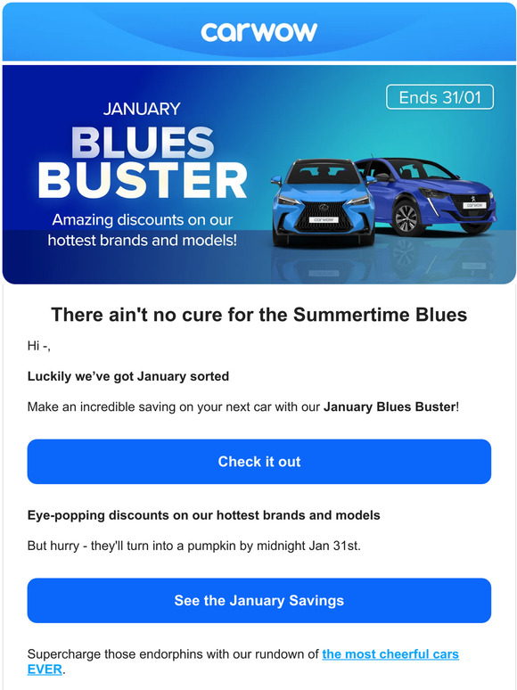Make a saving on your next car this Jan!