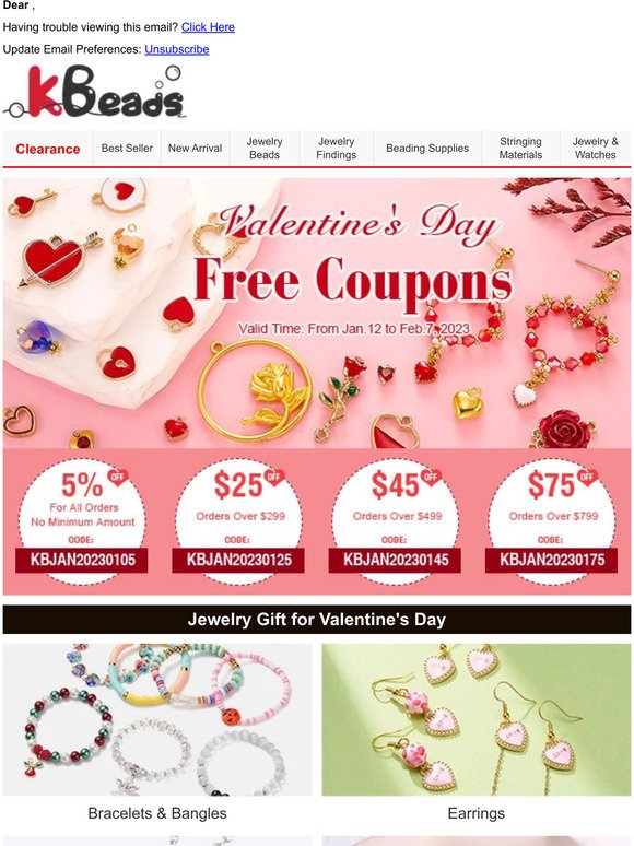 US$145 Free Coupons for Valentine's Day + Hot Catagories and Products