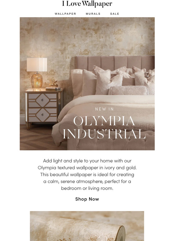 I Love Wallpaper Olympia Industrial Wallpaper in Ivory and Gold