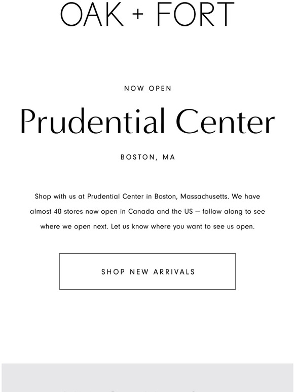 OAK + FORT NEW LOCATION — Introducing Prudential Center Milled