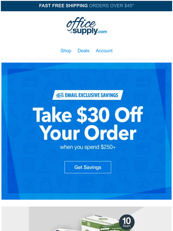 OMG, congrats! You've scored $30 off + a copy paper sale!
