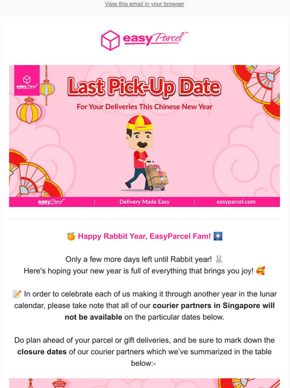 EasyParcel: [UPDATED Holiday Notice] Happy Chinese New Year 2023! 🍊🐰 ...
