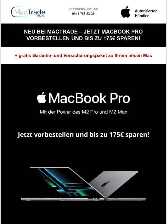 MacBook Pro M2  jetzt vorbestellen und bis zu 175€ sparen! 💻