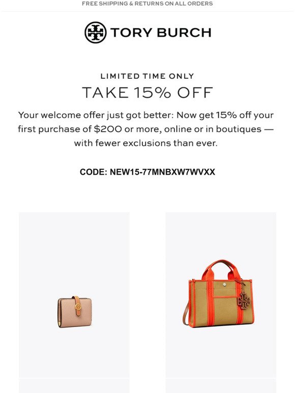 Tory Burch: Your welcome offer just got better | Milled