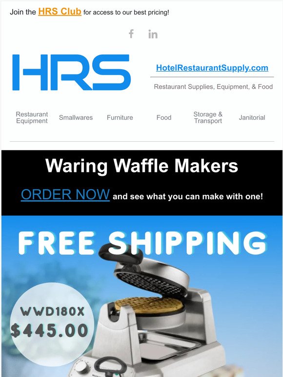 Free Shipping on Waring Waffle Makers!