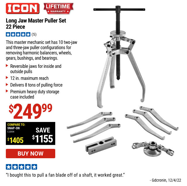 ICON: Long Jaw Master Puller Set, 22 Piece