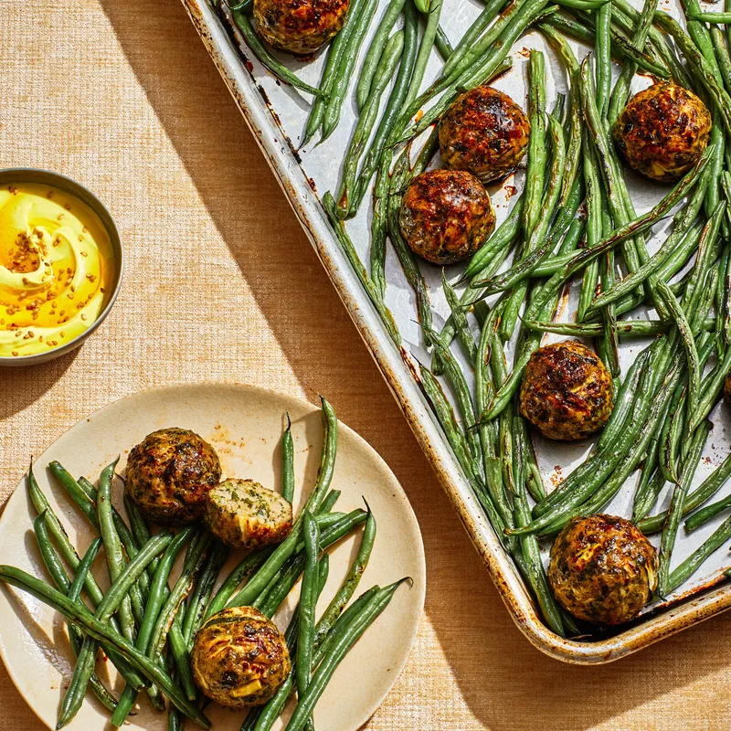 Bon Appétit Herby SheetPan Meatballs With Green Beans Milled