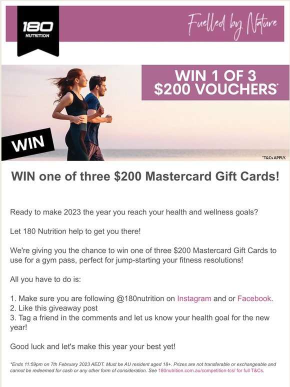 WIN 3 x $200 Mastercard Gift Cards