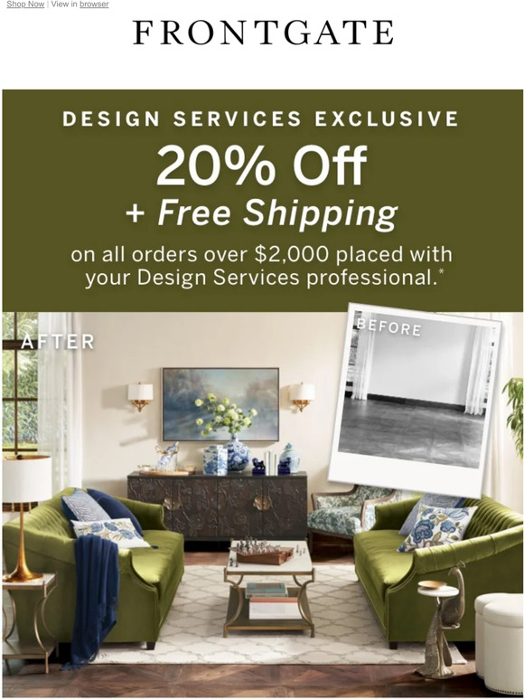 Frontgate: Design Services Exclusive: 20% off + FREE shipping on your ...