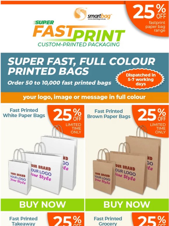 25% off - Fastprinted Paper Bags Sale
