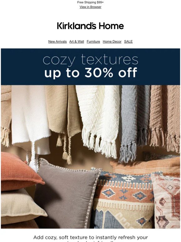 Add Cozy Soft Textures to Refresh Any Room and Save Up to 30%!