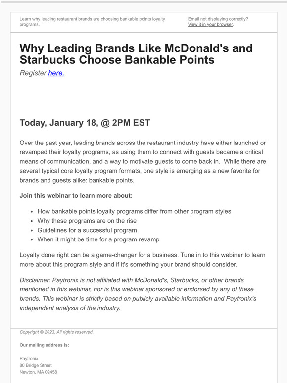 Don't miss today's webinar! Why leading brands choose bankable points programs.