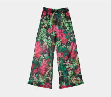 Tropical Printed Wide Leg Beach Trousers