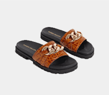 Leather Chunky Chain Mule Sandal