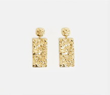 Gold Plated Rectangular Statement Earrings