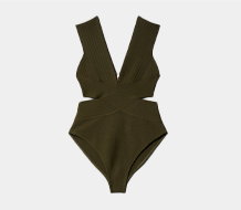 Bandage Textured V Neck Swimsuit