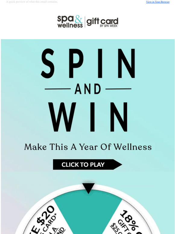 Spa and Wellness Gift Cards Spin The Wellness Wheel! Choose The Offer You ️ Milled