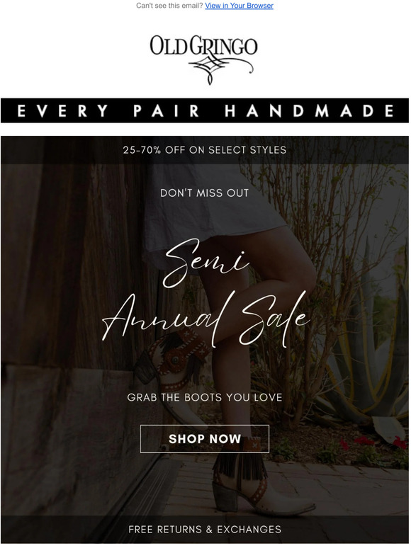 🔥🔥 Get up to 70% off your favorite Old Gringo Boots!