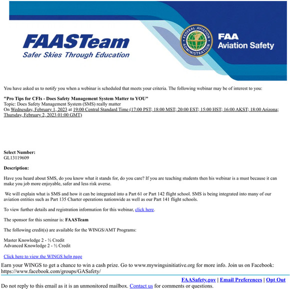 [GL13119609] Pro Tips for CFIs - Does Safety Management System Matter to YOU - FAASafety.gov