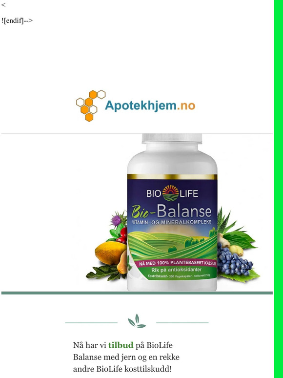 Nå har vi tilbud på BioLife Balanse med jern og flere BioLife kosttilskudd