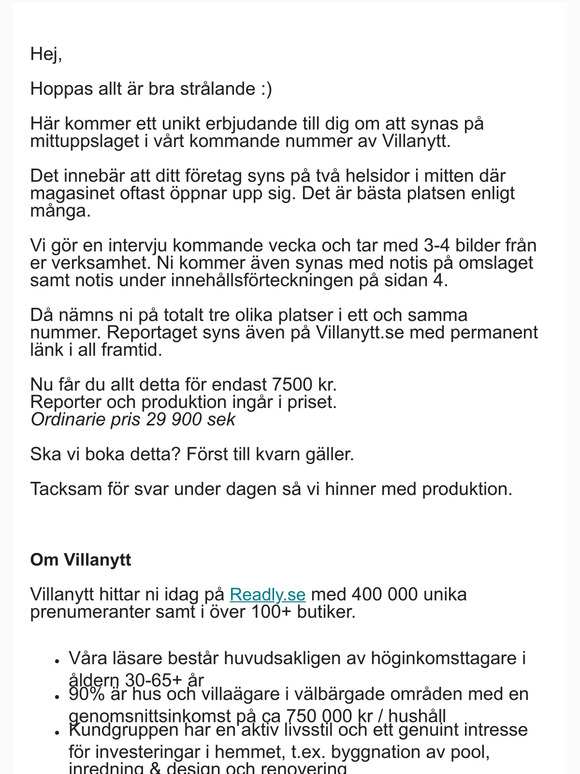 Uppslag reportage Februari