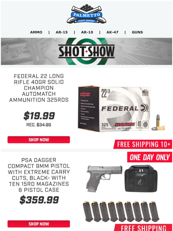 Palmetto State Armory Free Shipping Today Only! PSA Dagger Compact 9mm Pistol With 10 Mags