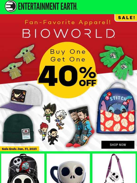 New Sale Alert! BOGO 40% Off TONS of Backpacks, Hats, Pins, and More from Bioworld