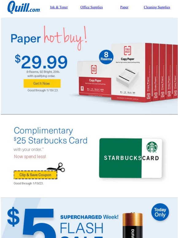 Quill Customer, $29.99 Paper (Today Only) + 15% Off Coupon