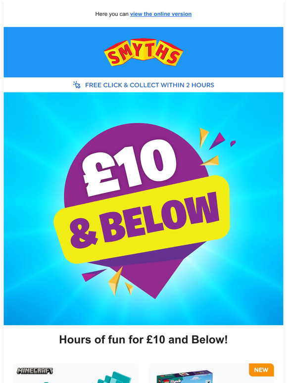 Smyths Toys HQ Hours of fun for £10 and Below! Milled