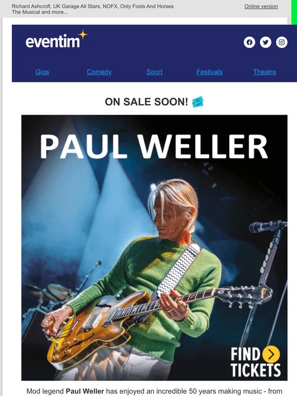 Paul Weller, Rag'n'Bone Man, Father John Misty, Jim Jefferies, Built To Spill...