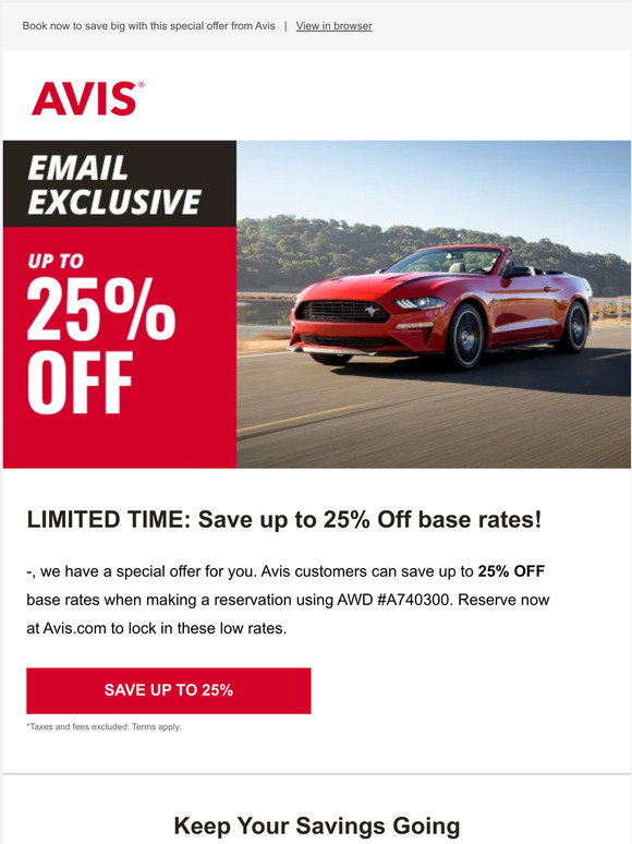 DON'T MISS: Up to 25% OFF your next rental!