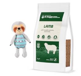 Dr.Huggy supreme dog nutrition jagnięcina z batatami i miętą + Zabawka pluszowa CHIQUITOS GRATIS