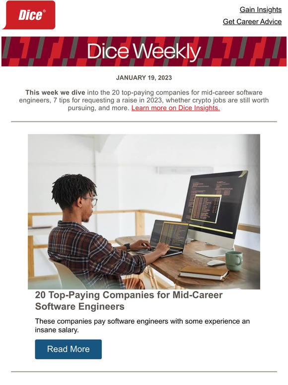 Dice 20 TopPaying Companies for MidCareer Software Engineers Milled