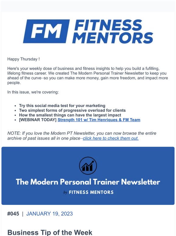 The Modern Personal Trainer Newsletter: Issue #045