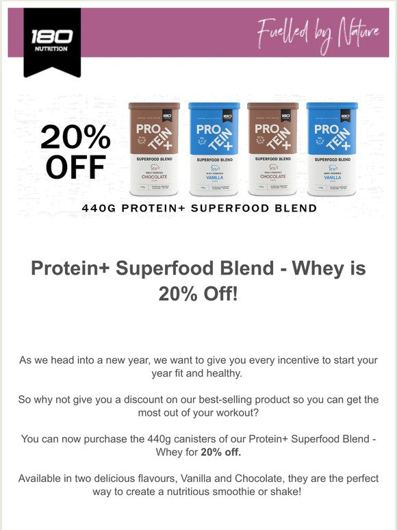 20% off 440g Protein + Superfood Blend - Whey