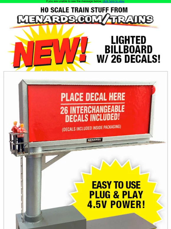 Menards: NEW! HO Scale Lighted Billboard! | Milled