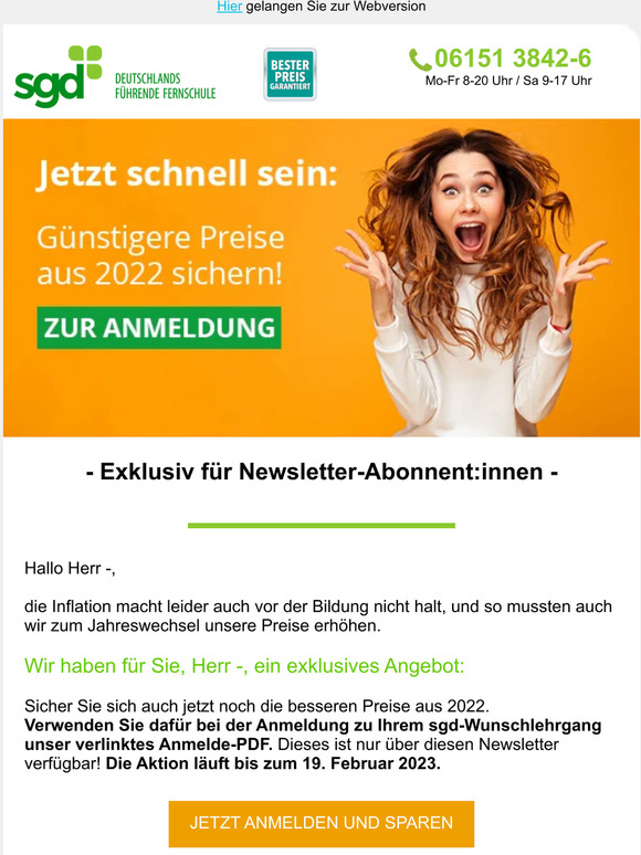 Sichern Sie sich die günstigsten Studiengebühren, Herr —!
