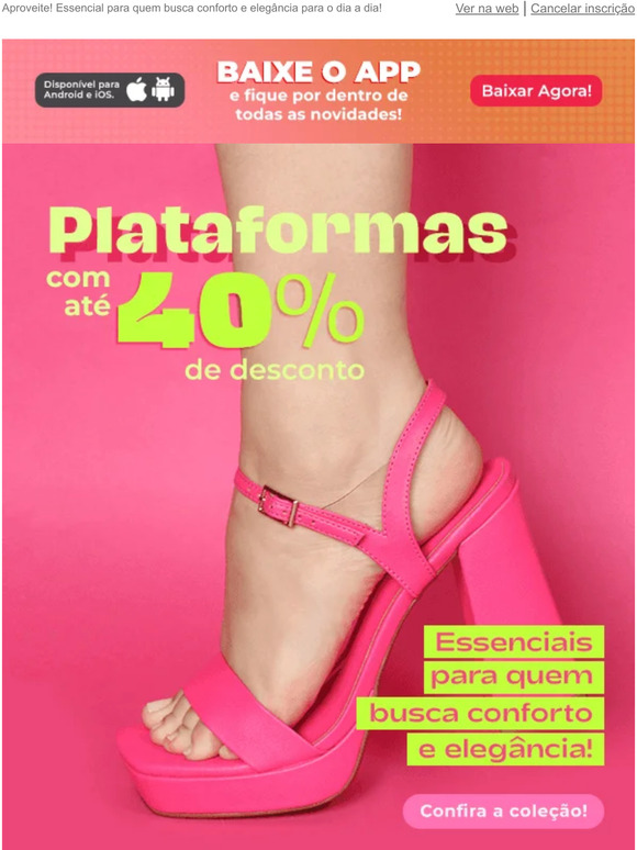 Plataformas com até 40% OFF ﻿😍