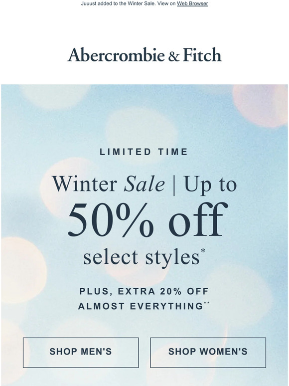 Abercrombie & Fitch How does an extra 20 OFF sound? Milled
