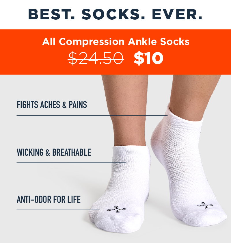 BEST. SOCKS. EVER ALL COMPRESSION ANKLE SOCKS $10