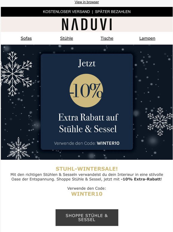 Jetzt! Stuhl-Sale: -10% RABATT auf STÜHLE & SESSEL!